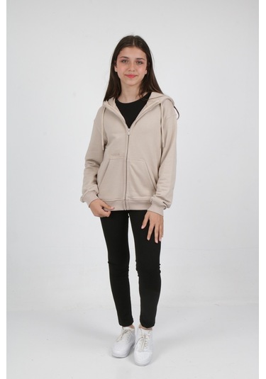 Toontoy Kız Çocuk Cep Üstü New Coll Nakışlı Hırka Bej