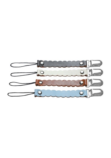 Sones Wave Leather Bebek Kısa Emzik Klips Zinciri Metal Emzik Meme Ucu Tutucu Tokaları Beyaz