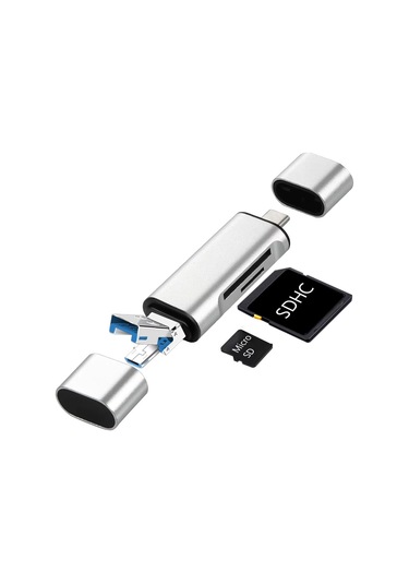 Usb 2.0 3 İn 1 Kart Okuyucu Ve Usb Çoklayıcı Type-c, Micro Usb, Sd/tf Kart Desteği Zr825