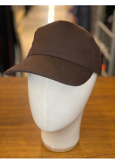 Kaşe Yünlü Kumaş Kışlık Cap Şapka Koyu Kahverengi