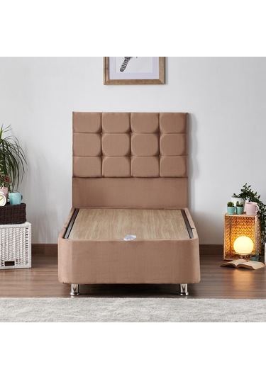 Nironyatak Niron Rama Baza Ve Başlık Seti - 90X190 Cm Tek Kişilik Sütlü Kahv