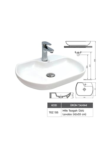 Alvit Mite Tezgahüstü Lavabo 42 x 55 CM