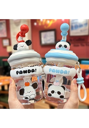 Wangxi Su Bardağı Gri 550 Ml Shake Bardağı Ilkbahar Yaz 2025 Yeni Sevimli Pipetli Buyuk Kapasiteli Isiya Dayanikli Karistirma Kupasi Gri 550 Ml Shake Bardağı