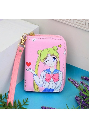 Sailor Moon Karikatür Kadın Kısa Cüzdan Kız Moda Bozuk Para Cüzdanı Cep Ai Xin Ai Xin Çok Renkli