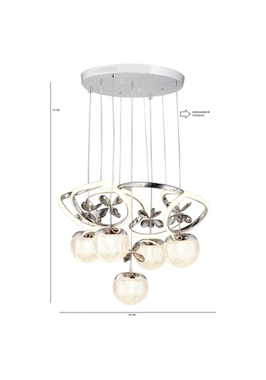 Ey-El Tasarım Galaksi Modern Sarkit Led Avize 3 Renk Krom Kaplamali Toplu Kelebek Taşlı Krom