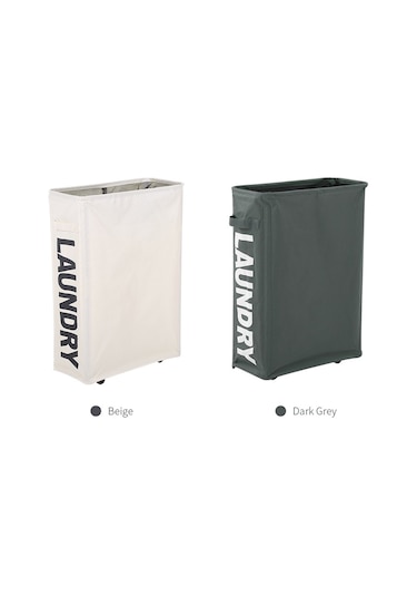 Cbtx Köşe İnce Katlanabilir Oxford Kumaş Çamaşır Sepeti Kutusu Örgü İpli Kirli Giysiler Bej Diğer