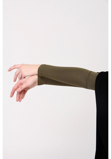 Likralı Kaymayan Kurtarıcı 1 Çift Tesettür Kolluk Haki