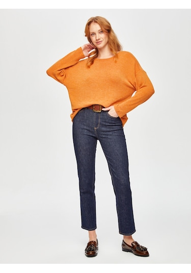 Triko Görünümlü Sweatshirt 69154 U6915461 Orange