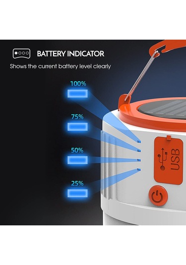 Jfyoda Çok Fonksiyonlu Usb Kamp Fener Taşınabilir Güneş Paneli Beyaz