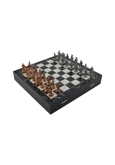 Gifthome Orta Boy Metal İspanyol Satranç Takımı Antik Ve Mermer D