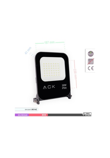 ACK SMD LED Projektör 6500K Beyaz Işık 30W