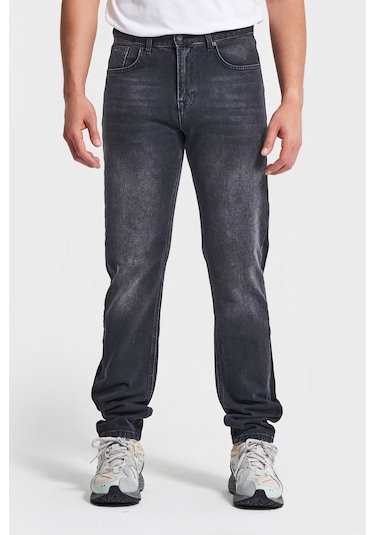 Itsbasic Erkek Siyah Renk Slim Fit Likralı Kumaş Denim