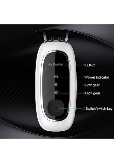 Yükseltme Çift Fırça Negatif İyon Hava Temizleyici Boyun Küçük Taşınabilir Hava Temizleyici, Boyut:zincir Modeli Siyah Diğer