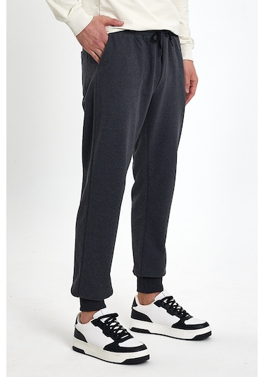 Erkek Antrasit Eşofman Altı Cepli Standart Fit Rahat Kalıp Antrasit