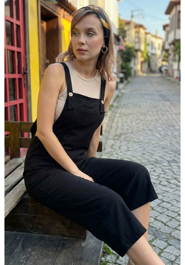 Armonika Kadın Siyah Bahçivan Tulum Arm-20k001117