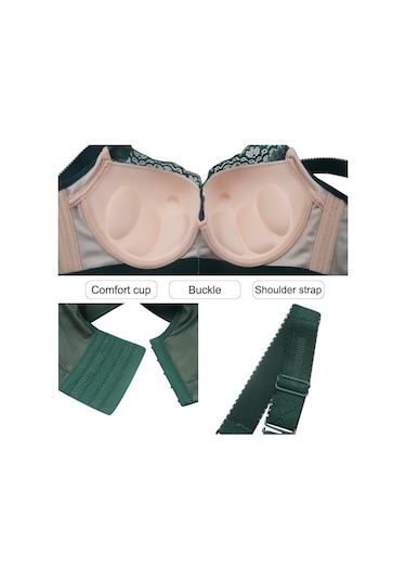 Yeşil Fallsweet Kadın Dantel Sütyen Destekli Balenli Sütyen Artı Boyutu Brasserie 34 İla 50 Yeşil
