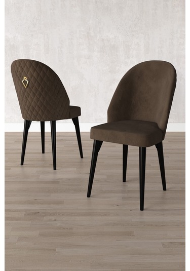 Milas Siyah Mermer Desen 80x132 Mdf Açılabilir Mutfak Masası Takımı 6 Adet Sandalye Kahverengi