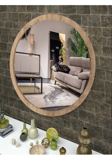 Antik Çam 50 Cm Duvar Banyo Holl Wc Aynası Atlantik Çam