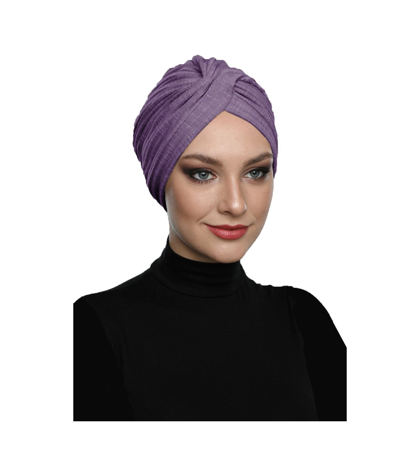 Çapraz Penye Astarlı Eflatun Hazır Türban Tesettür Havuz Bonesi Eflatun