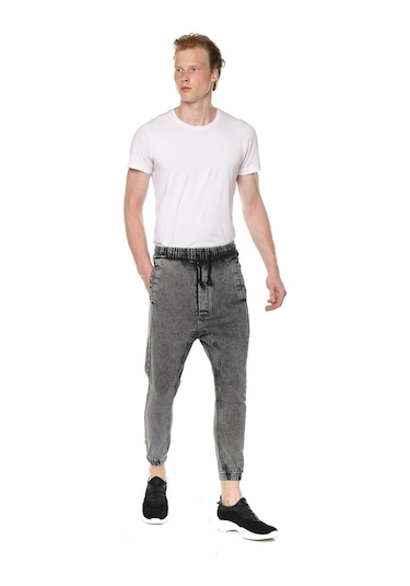 Beli Ve Paçası Lastikli Şalvar Model Erkek Kot Pantolon