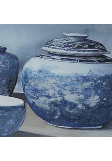 Mudo Home Blue Veıl Çerçeveli Yağlıboya Tablo 63x93 Cm