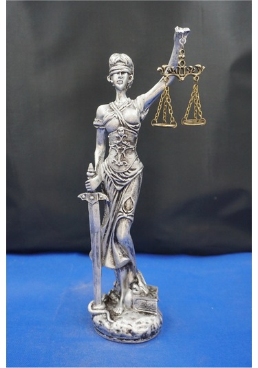 Themis Adalet Tanrıçası Heykeli 32 Cm Avukatlar İçin Dekoratif Biblo, Ev & Ofis Aksesuarı Gümüş