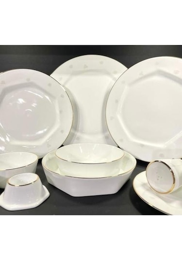 Koleksiyon Mislina Lotus Yemek Takımı Gri Çiçekli Altın 122 Parça