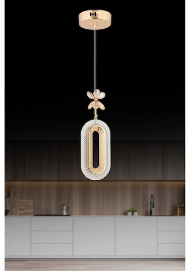 Led Alfa Tekli Gold Ledli Kristal Taşlı Led Avize Oturma Odası Yatak Odası Koridor Gold