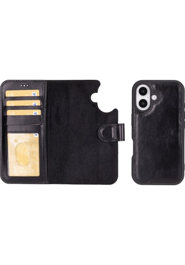 İphone 16 Plus Çıkarılabilir Deri Cüzdan Kılıf