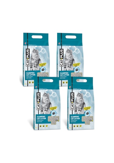 CatPlus Aktif Karbon Topaklaşan Bentonit Kedi Kumu 4 x 10 L