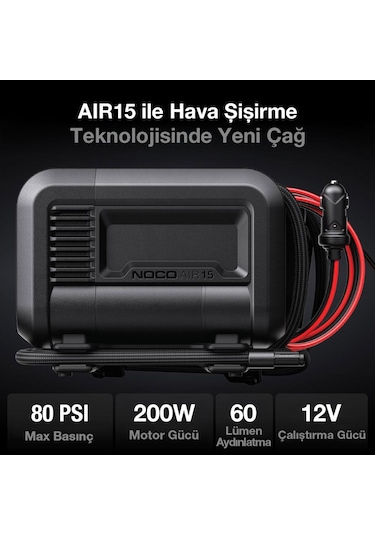 Noco Aır15 12volt 80 Psı Ayarlanabilir Dijital Basınç Göstergeli Profesyonel Lastik Şişirme Pompası