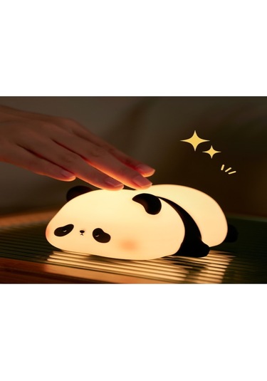 Yifomall Panda Silikon Gece Lambası Çocuk Odası Işıldak Usb Usb Uyku Yardımcı Dekoratif Alet Çok Renkli