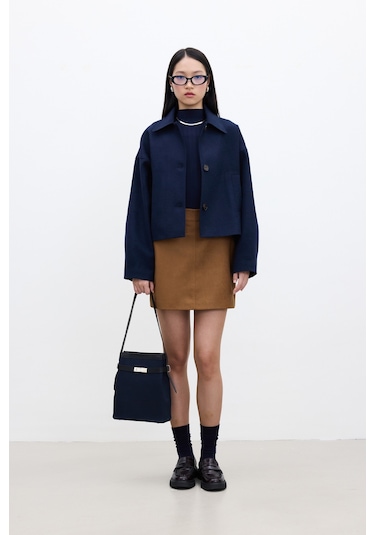 Suni Deri Mini Etek Camel CAMEL