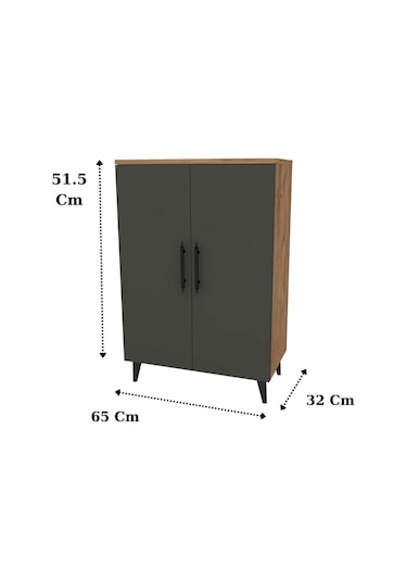 Pegasus 3 Raflı 2 Kapaklı Çok Amaçlı Dolap Mutfak Banyo Balkon Erzak Killer Dolabı Çam-antrasit