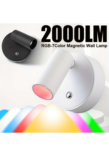 Willowhaven White 2pcs Rgb 7 Renkli Manyetik Duş Lamba Usb Şarjlı 360 Döner Kablosuz Gece Işığı Ahşap