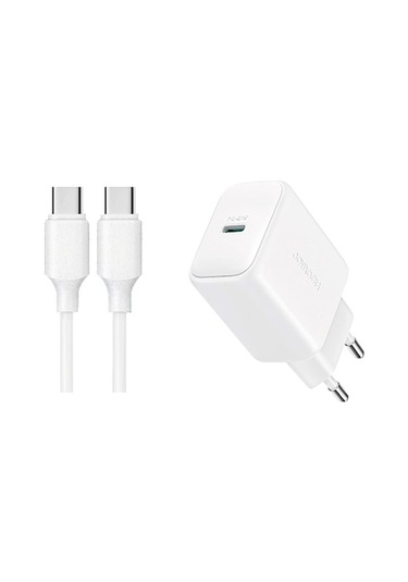 Joyroom Jr-tcf20 Pd20w Tip-c Bağlantı Noktası Şarj Cihazı Kiti, Tip-c'den Tip-c'ye Kablo İle, Fiş: Ab Fişi Beyaz BEYAZ