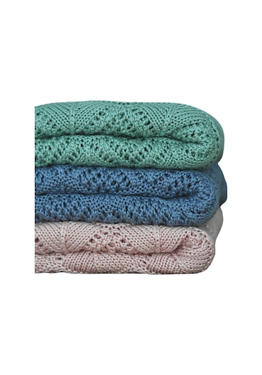 Mummy's Baby Tencel Örgü Dantel Desen Bebek Battaniyesi 80 100 Gri