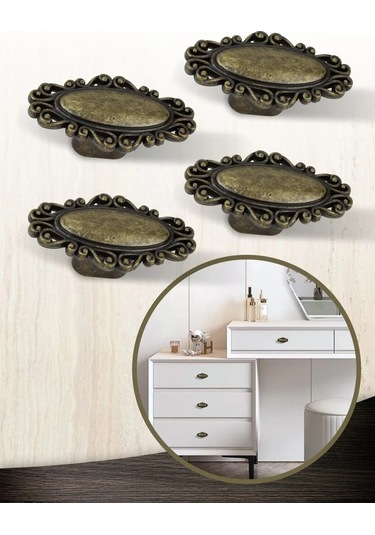 Metalheart Mobilya Kolları Eski Altın 4 Adet 388807488 Siyah Mat