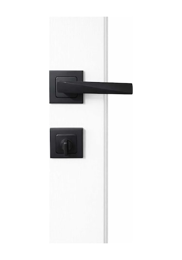 Lüks Mat Siyah Kare Rozetli Wc/banyo Kapı Kolu Seti - Modern Tasarım Metal