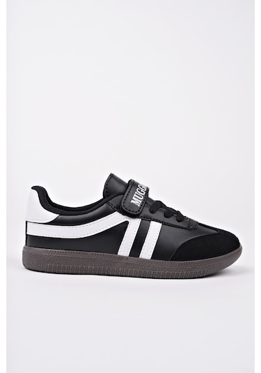 Muggo Dudley Günlük Ortopedik Bağcıklı Ve Cırtlı Çocuk Sneaker Spor Ayakkabı Siyah