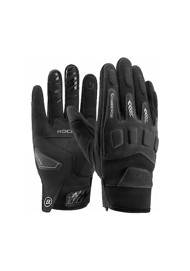 Rockbros Mt016 1 Çift Açık Bisiklet Koruma Eldiveni Dokunmatik Ekran Tam Parmak Eldiven - Siyah M