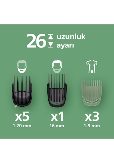 Philips 16'sı 1 Arada Erkek Bakım Seti MG9532/15-yüz/saç/vücut (ISLAK/KURU KULLANIM)