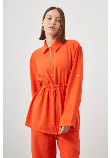 Mizalle Modal Fermuarlı Nar Çiçeği Tunik Narçiçeği