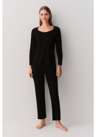 Suwen Dragon Pijama Takımı Sh26231660012 Siyah