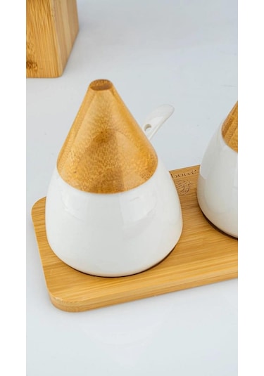 Bambum Zenith 3'lü Baharat Seti Kaşıklı B5844 Beyaz