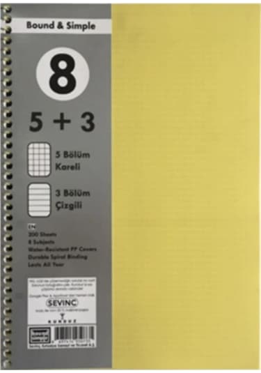 200 Yaprak Pp Kapak Ayraçlı Defter