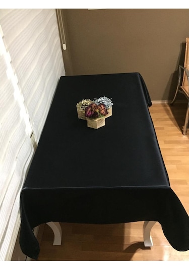 Finezza Kristal Monoray Kumaş Siyah Masa Örtüsü Dikdörtgen 140X2