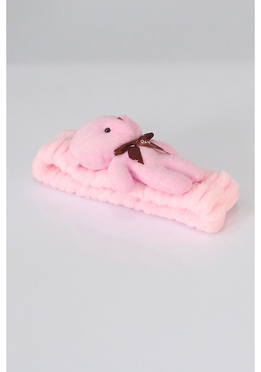 Ayıcıklı Peluş Bandana Saç Bandı Pembe 0-10 Yaş Pembe