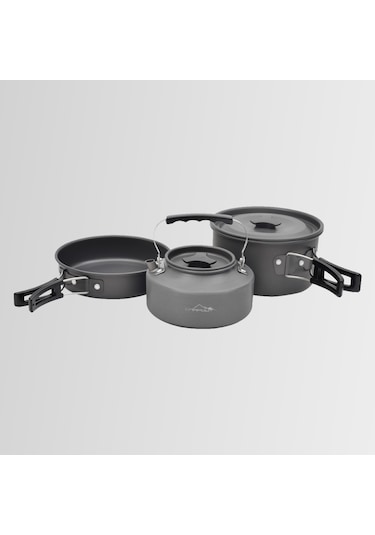 Nurgaz Ng-200-Ttc Üçü Bir Arada Kamp Tencere Tava Çaydanlık Seti Çok Renkli