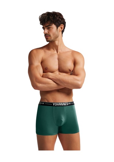 Yohannes Club, Erkek Özel Bölmeli Pamuklu Boxer, Renk Seçenekli, Tekli Paket Yeşil